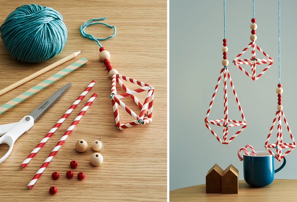 Decori natalizi last minute: gli chandelier con le cannucce