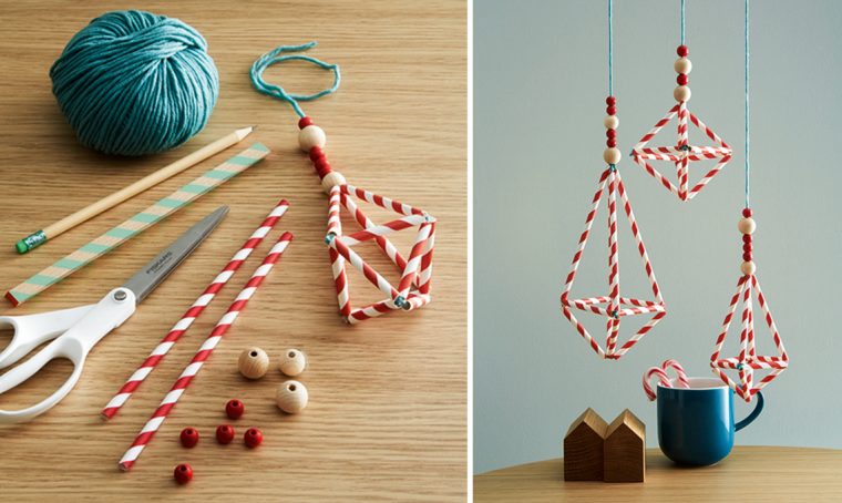 Decori natalizi last minute: gli chandelier con le cannucce