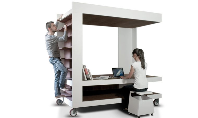 Idee geniali: l’isola che fa da letto/scrivania/libreria