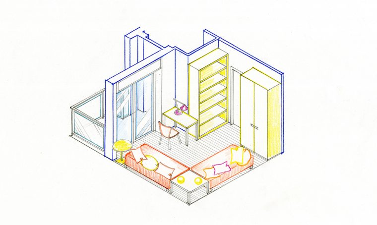 Cucina open e bagno in più: progetto per una casa al mare