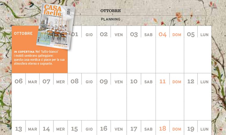CasaFacile di ottobre ti regala il planning del mese