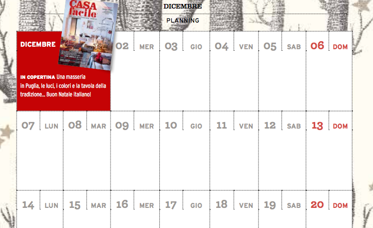 CasaFacile di dicembre ti regala il planning del mese