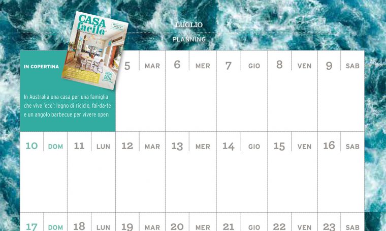 CasaFacile di luglio ti regala il planning del mese