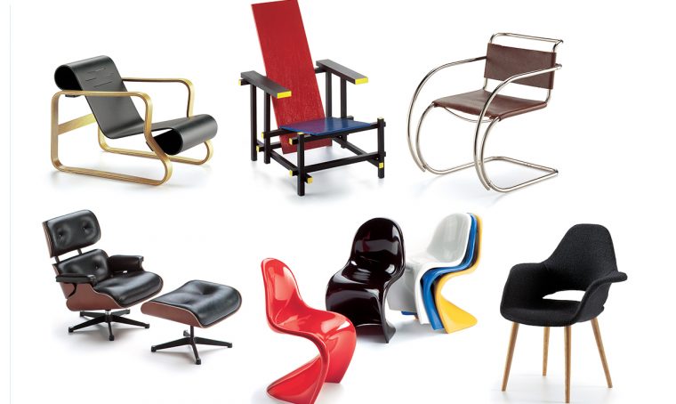 100 sedie icone di design in miniatura