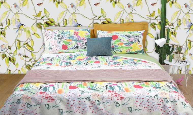 Vesti tutto il letto in vivace stile jungle