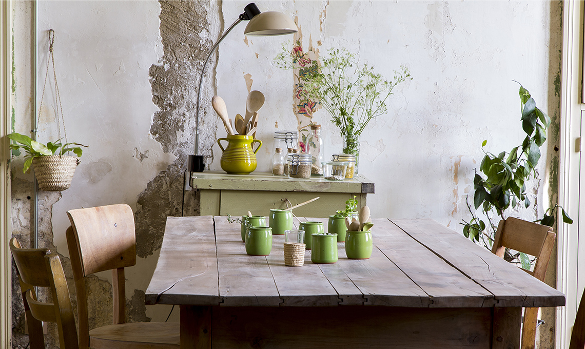 tavolo da pranzo shabby country