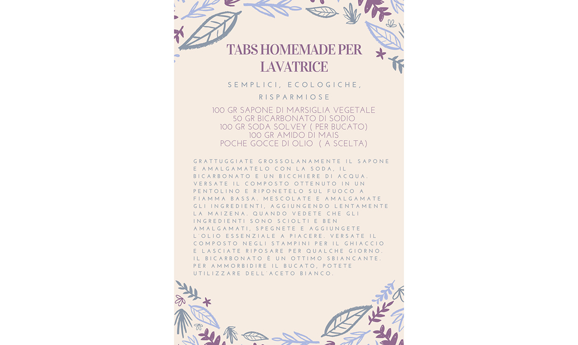 ricetta per le tabs fai-da-te per la lavatrice