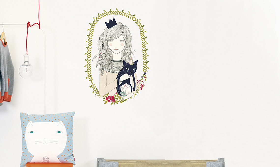 Stickers ragazza con gatto di Chispum