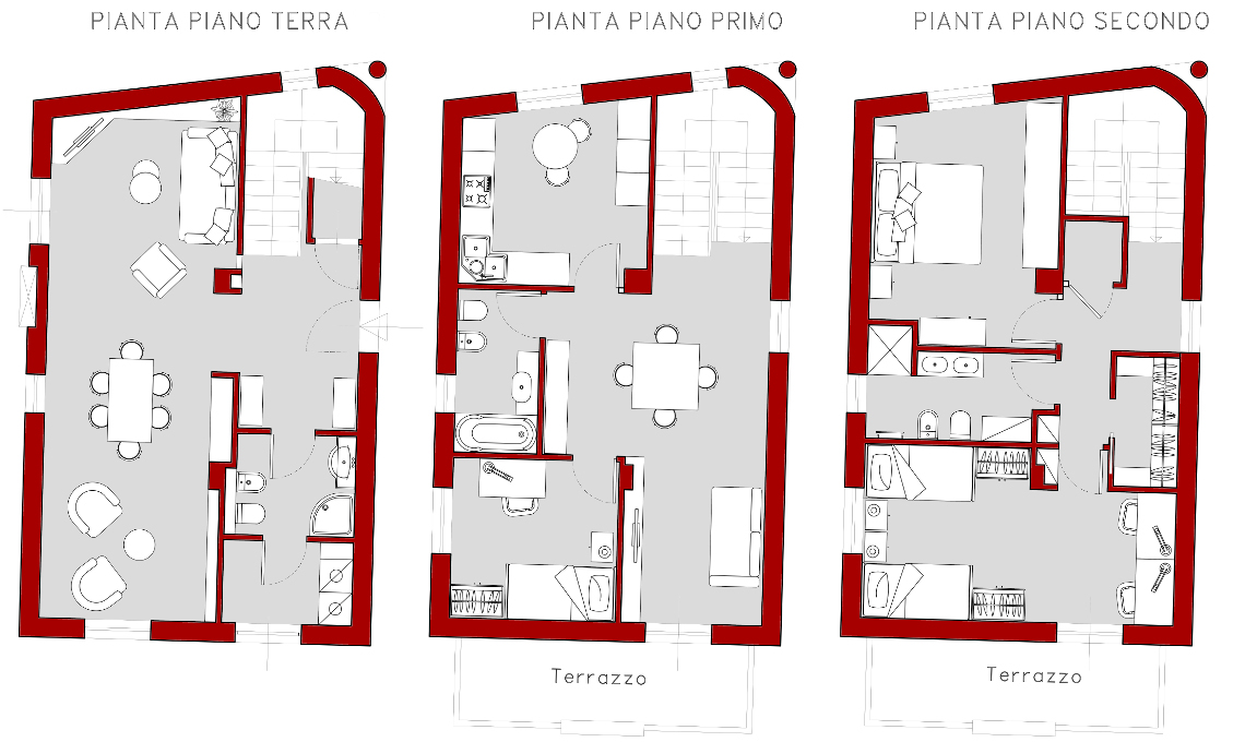 progetto villa su 3 piani
