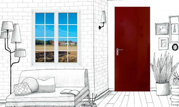 Finestra in pvc all’inglese abbinata alla porta in acciaio: stile new classic