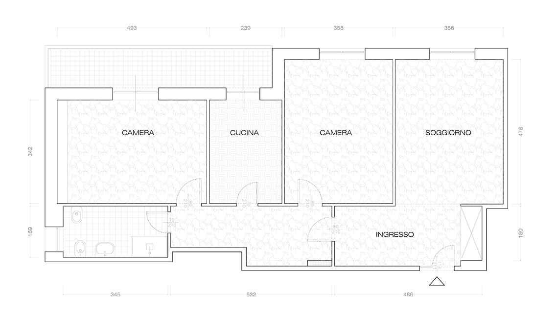 trilocale con lavanderia e due bagni