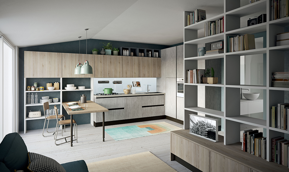 cucina a vista sul living