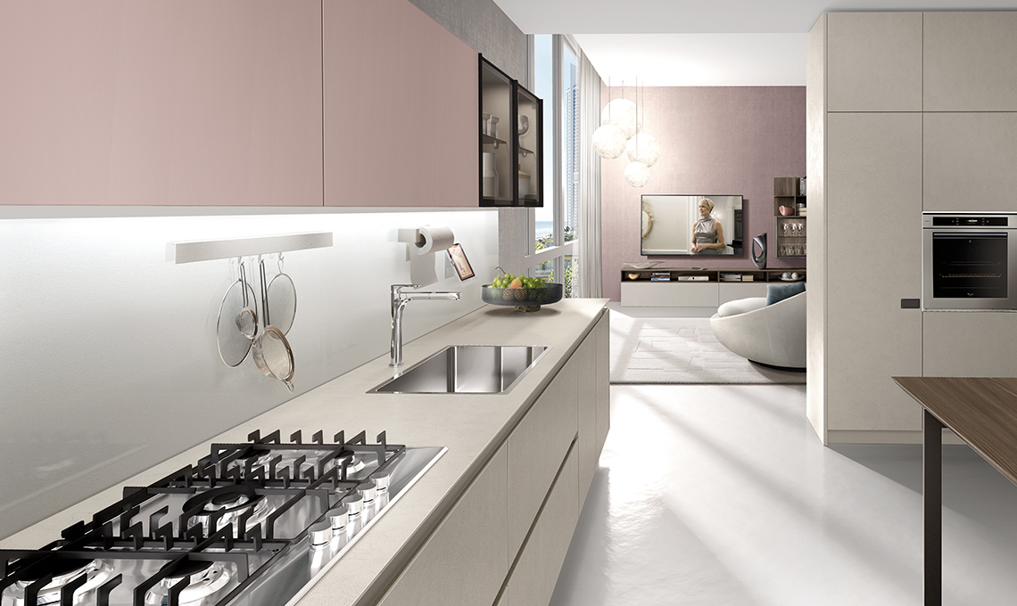 cucina a vista sul living