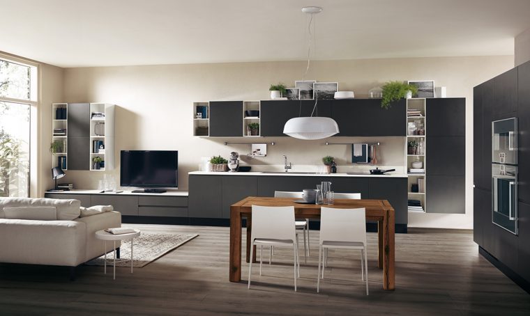 La parete multifunzione per cucina e living