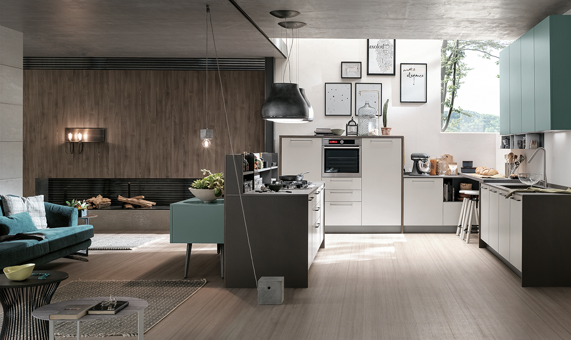 cucina a vista sul living