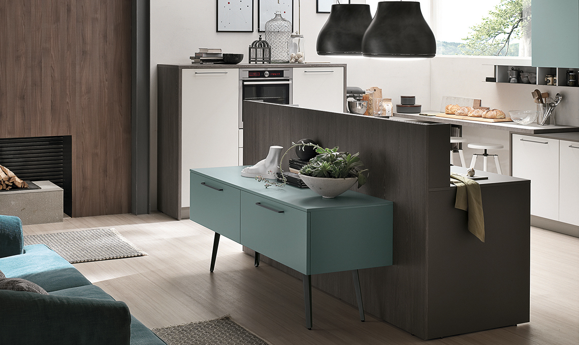 cucina a vista sul living