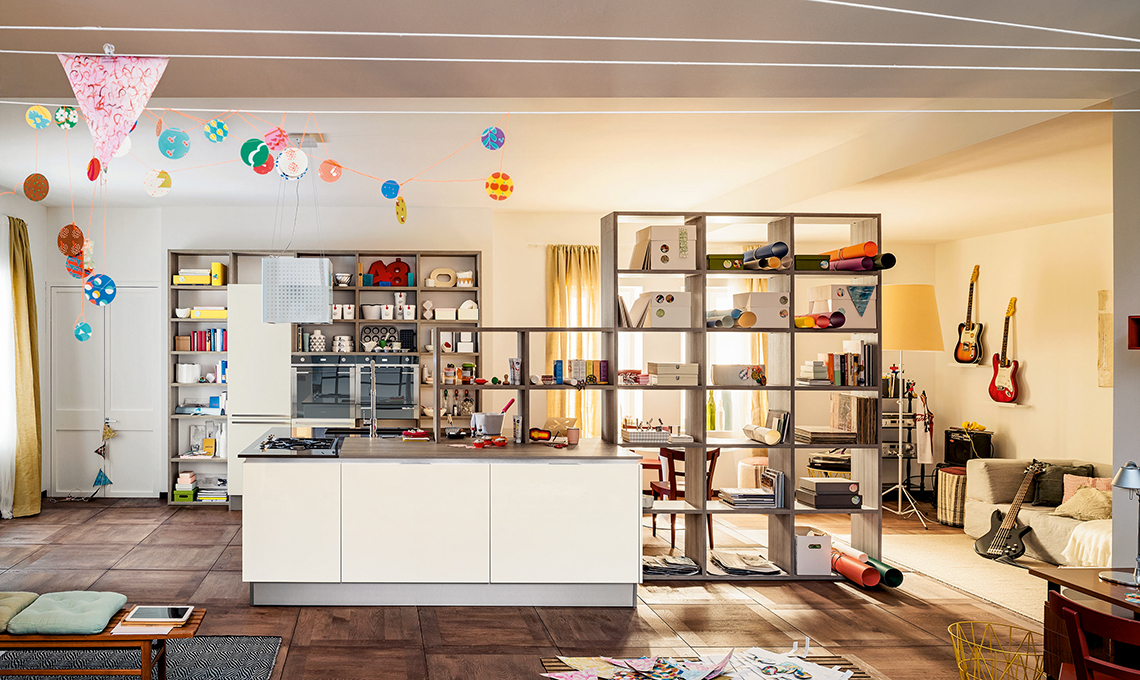 cucina a vista sul living