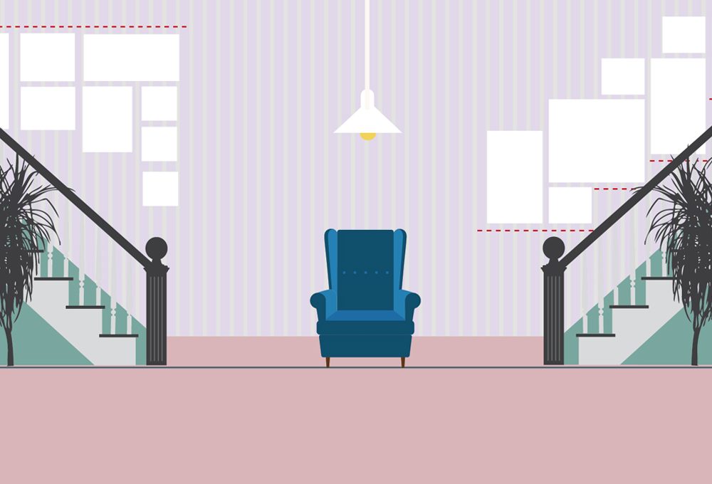 Appendere i quadri sulle scale: allineati al soffitto o a gradini?