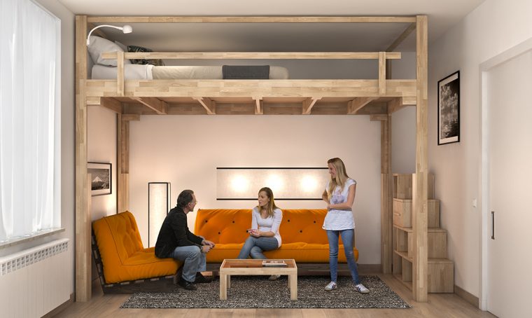 Il letto a scomparsa che sale sul soffitto