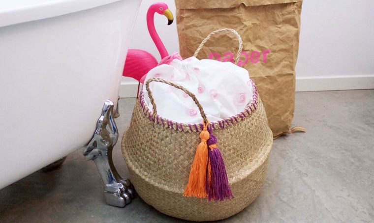 Portabiancheria hippie fai da te per il bagno