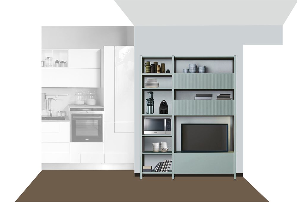 Cucina a vista: ecco un mobile TV multifunzione
