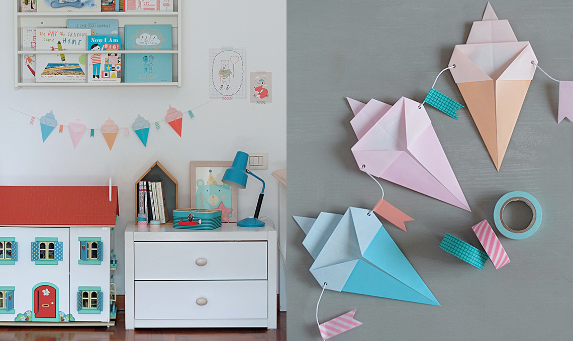 CasaFacile SSebastiani gelati origami ghirlanda pastello