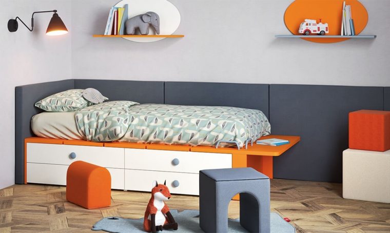 8 letti singoli con cassetti per la camera dei bambini