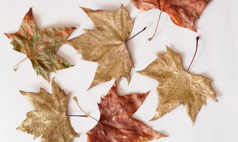 Decora le foglie autunnali con i glitter