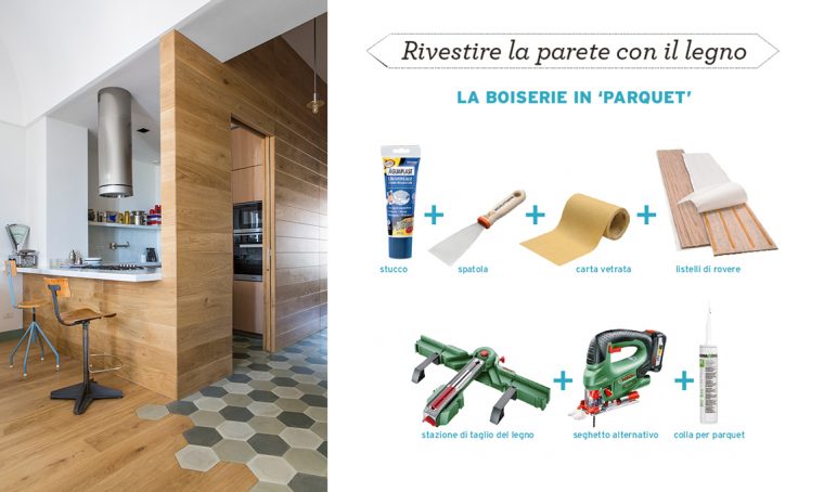 Rivesti la parete con la boiserie in ‘parquet’