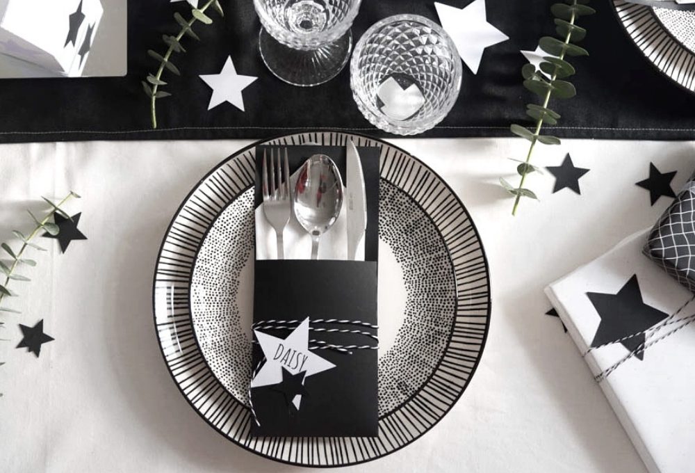 Segnaposto natalizio in bianco e nero