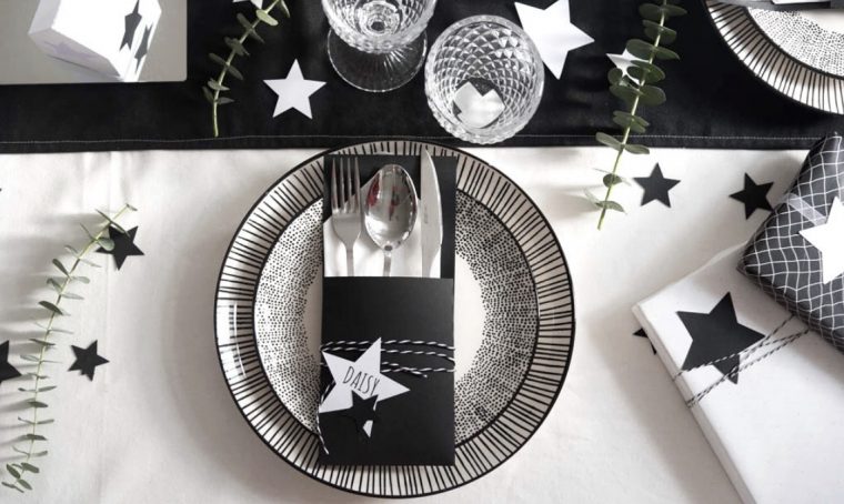Segnaposto natalizio in bianco e nero