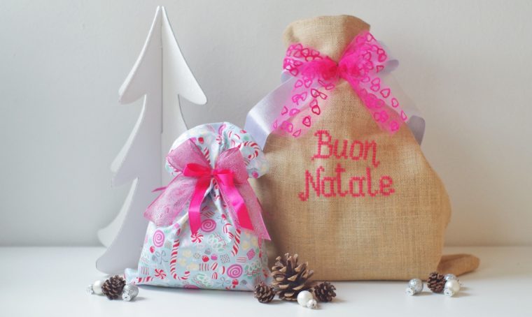 Sacchetti di stoffa e juta per i regali di Natale
