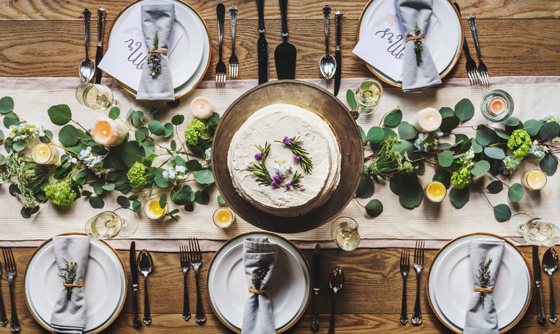 mise en place con foglie