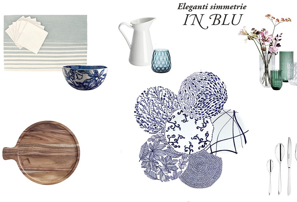 Tavola: eleganti simmetrie in blu per la ‘mise en place’