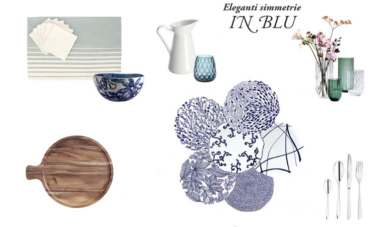 Tavola: eleganti simmetrie in blu per la ‘mise en place’