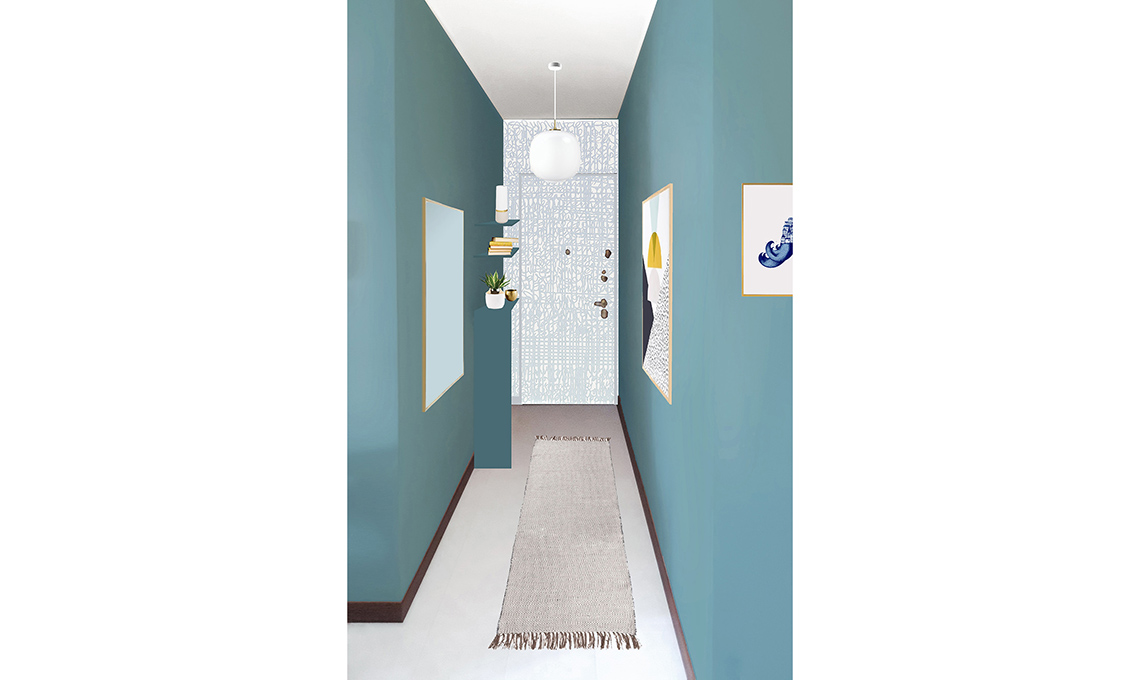 restyling corridoio color azzurro polvere