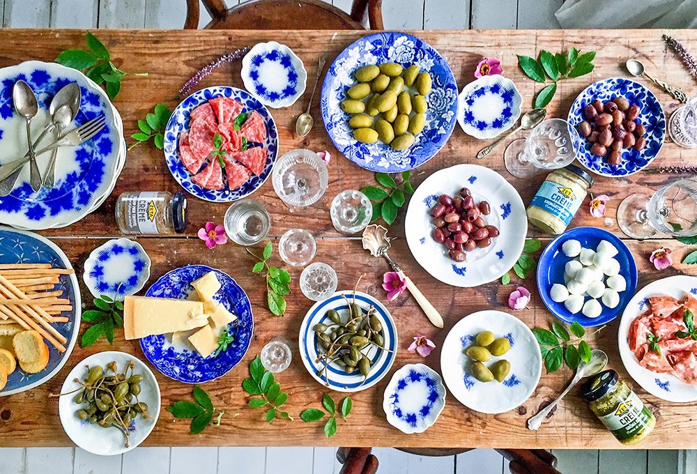 Mise en place nei toni del blu