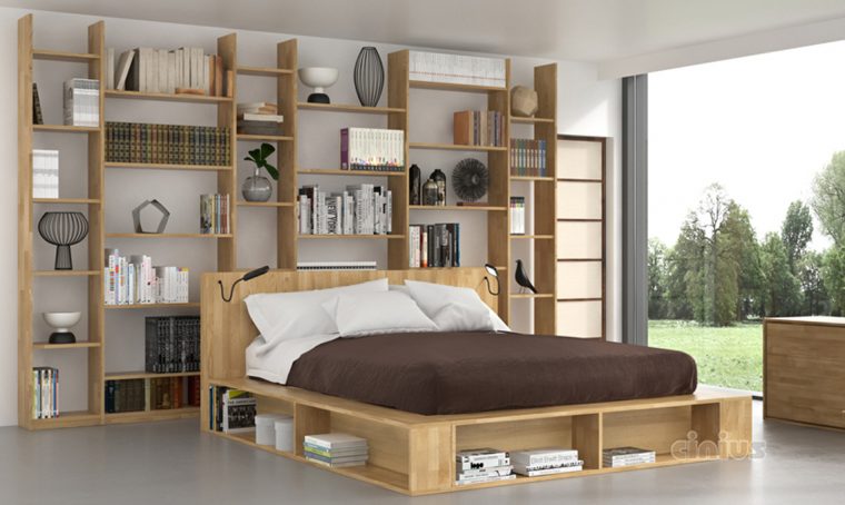 Organizza la camera con il letto libreria