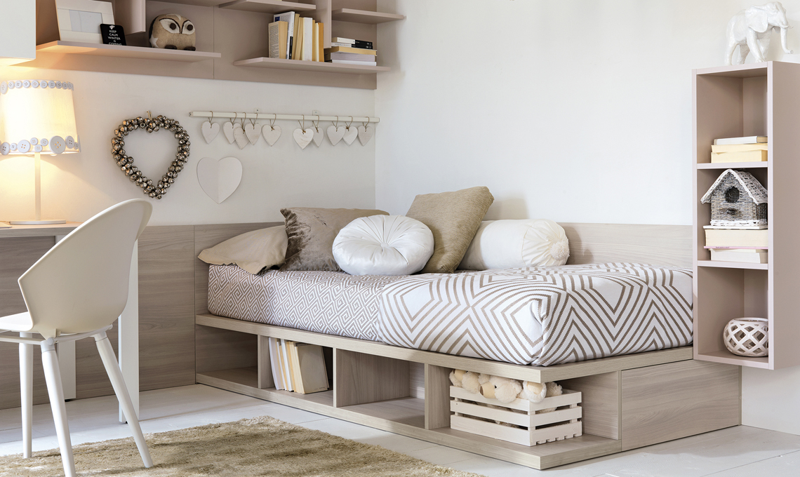 letto singolo con vani contenitori