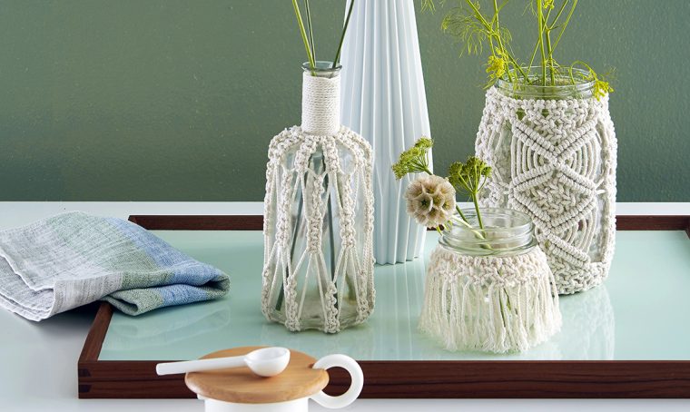 Decorare i vasi con intrecci macramé