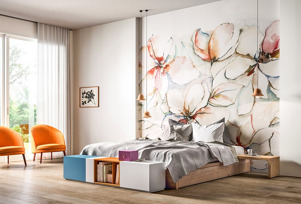 Decori dipinti a mano e tecniche di stampa digitale per i rivestimenti