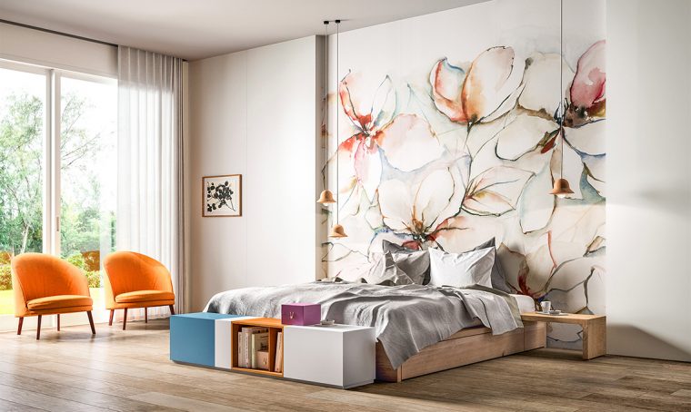 Decori dipinti a mano e tecniche di stampa digitale per i rivestimenti