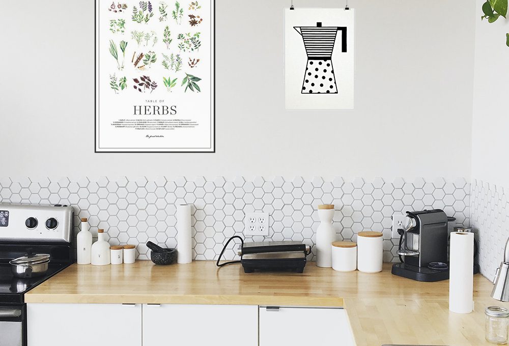 Decorare le pareti della cucina con le stampe