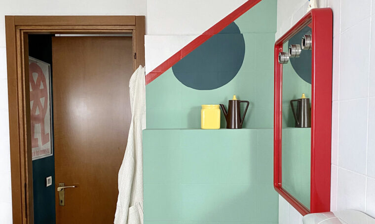 Prima e dopo: un bagno in stile Memphis