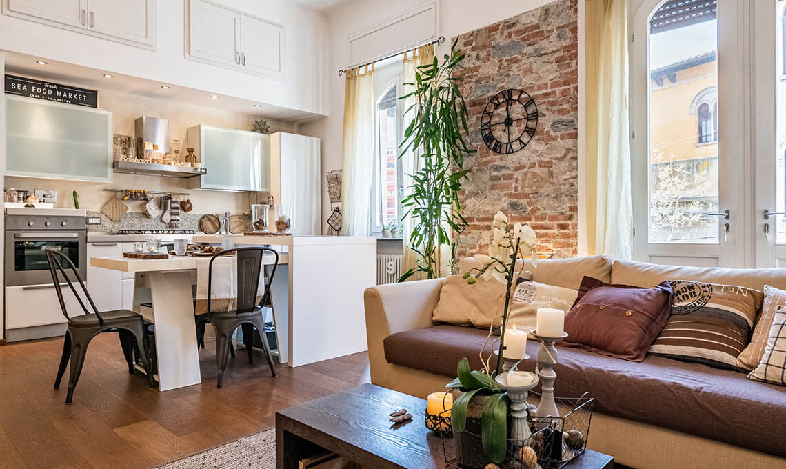 cucina a vista stile loft