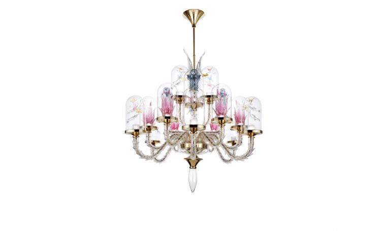 Lampadari in vetro di Murano, ispirati alla botanica ottocentesca
