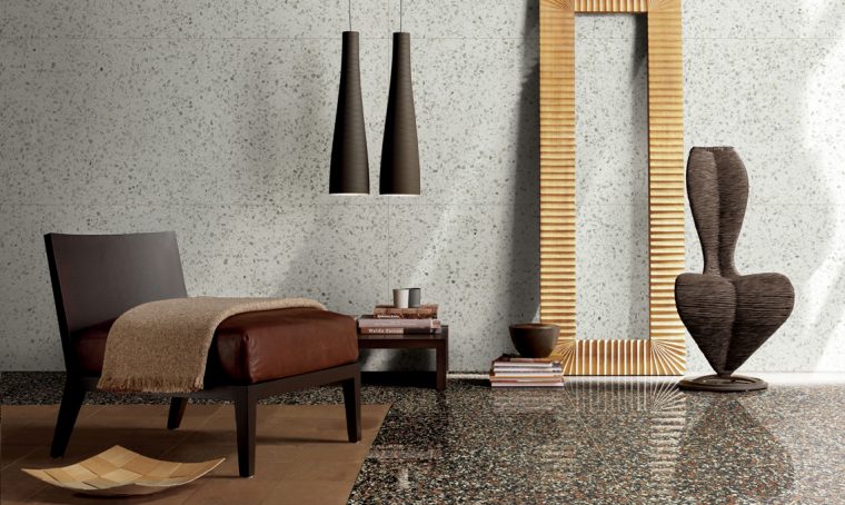 8 maxi lastre in grès in graniglia effetto terrazzo
